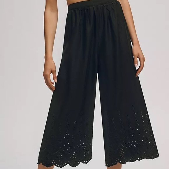 Brand New By Anthropologie Wide-Leg Eyelet Crop Pants - Picture 6 of 11